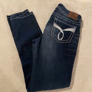 Paris Blues Juniors 11 Skinny Stetch Dark Wash White Stitch Embellished …